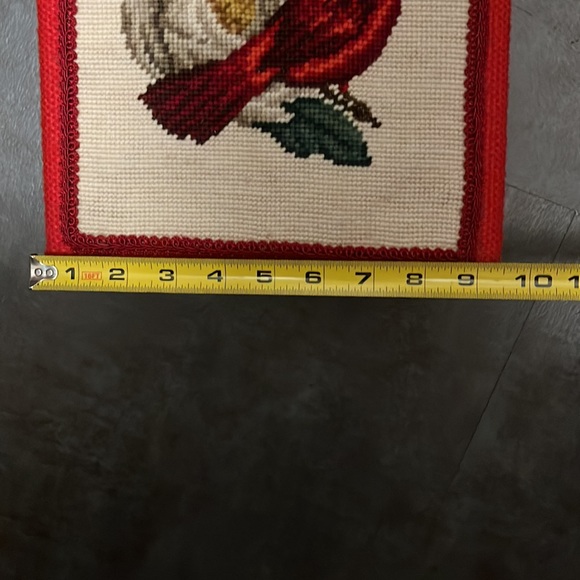 Vintage Cross Stitch Woven Red Bird Cardinal Purse Handbag - Picture 7 of 8